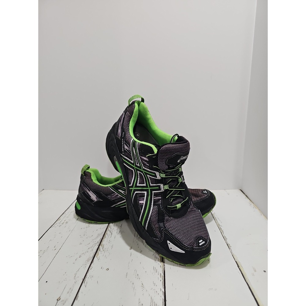 ASICS GEL-Venture 5 Black Green Silver Size 13